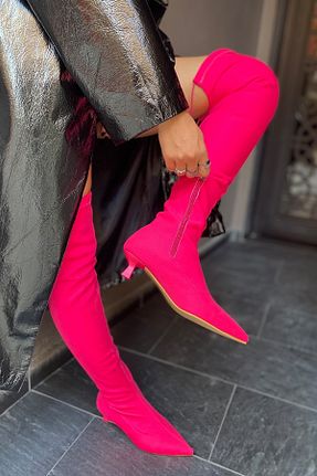 چکمه صورتی زنانه چرم مصنوعی SHOEBELLAS - کد 358505788