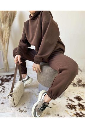 سوئیشرت قهوه ای زنانه ساده Machetta - کد 357777520