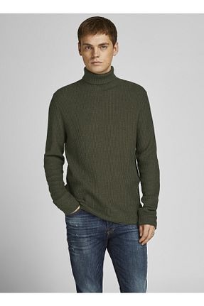 پلیور خاکی مردانه ساده Jack & Jones - کد 357707296