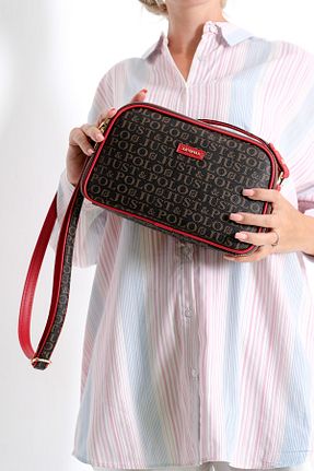 کیف دوشی قرمز زنانه چرم مصنوعی Just Polo - کد 358103222