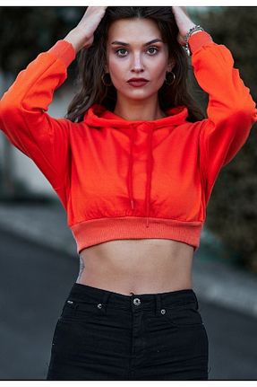 سوئیشرت نارنجی زنانه ساده ELSİ - کد 357485358