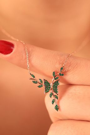 گردنبند نقره سبز زنانه 925 عیار Miavi Silver - کد 357854883