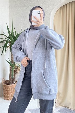 سوئیشرت حجاب طوسی زنانه پنبه ای NETCLASS - کد 358323908