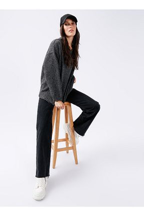 پلیور طوسی زنانه ساده Black on Black - کد 357987545