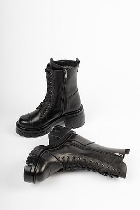 بوت / نیم بوت مشکی زنانه چرم خالص Deripabuc - کد 175333176