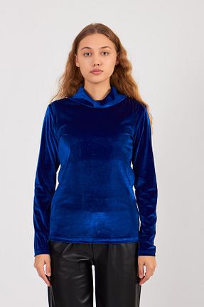 بلوز سرمه ای زنانه ساده Pousse Collection - کد 358588473