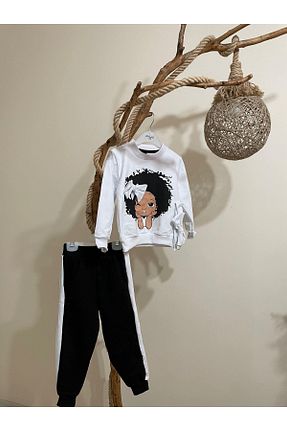 ست بالاتنه و پائین تنه سفید بچه گانه بافتنی DELİ DOLU MODA - کد 358882543