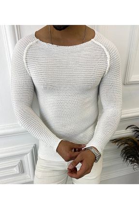 پلیور سفید مردانه ساده elkumoda - کد 358742806