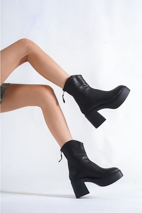 بوت / نیم بوت مشکی زنانه چرم مصنوعی Buem - کد 359399263