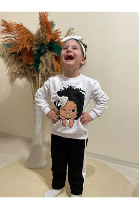 ست بالاتنه و پائین تنه سفید بچه گانه بافتنی DELİ DOLU MODA - کد 358882543