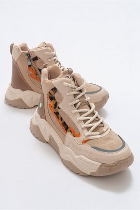 بوت / نیم بوت بژ زنانه چرم مصنوعی luvishoes - کد 143070829