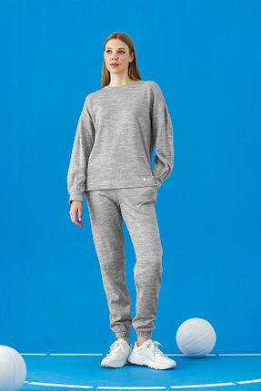 ست گرمکن طوسی زنانه اکریلیک GİZZEY - کد 150568086