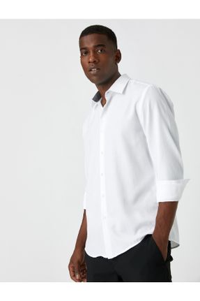 پیراهن سفید مردانه یقه پیراهنی رگولار پنبه - پلی استر کد 358861138