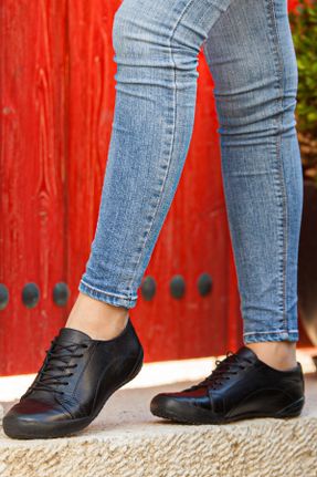 کفش کژوال مشکی زنانه چرم طبیعی پاشنه کوتاه ( 4 - 1 cm ) پاشنه ساده کد 458084