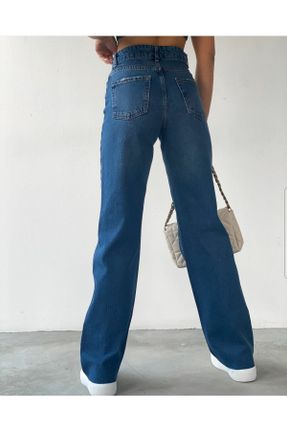 شلوار جین آبی زنانه پاچه لوله ای فاق بلند کد 361918934