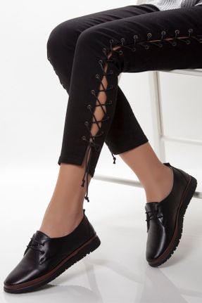 کفش کژوال مشکی زنانه چرم طبیعی پاشنه کوتاه ( 4 - 1 cm ) پاشنه ساده کد 3717743