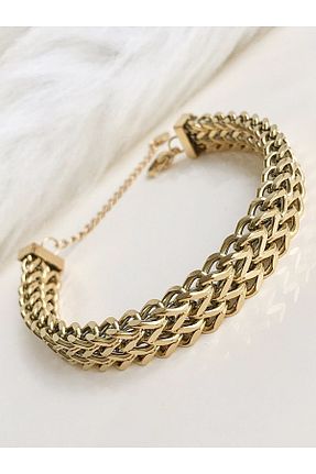 دستبند استیل (فولاد) زرد زنانه استیل (فولاد) DS DİAMONDSHOP - کد 353047963