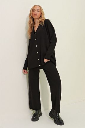 ست بالاتنه و پائین تنه مشکی زنانه تریکو Trend Alaçatı Stili - کد 362353110
