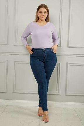 شلوار جین آبی زنانه سوپر فاق بلند جین ساده بلند کد 362773584