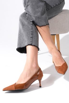 کفش پاشنه بلند کلاسیک قهوه ای زنانه پاشنه نازک پاشنه کوتاه ( 4 - 1 cm ) کد 363023259