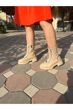 بوت / نیم بوت بژ زنانه چرم مصنوعی PUNTO - کد 363249229