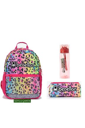 کیف مدرسه صورتی بچه گانه پارچه ای Benetton - کد 363659213