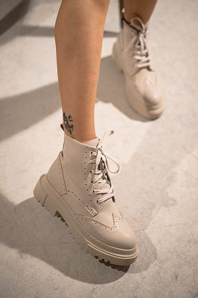 بوت / نیم بوت نباتی زنانه چرم مصنوعی MYPOPPİSHOES - کد 363684627