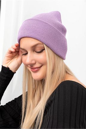 کلاه پشمی بنفش زنانه اکریلیک Saria Moda - کد 363703275