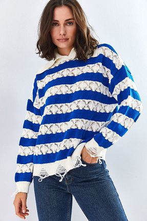 پلیور آبی زنانه طرح دار Bianco Lucci - کد 363712264