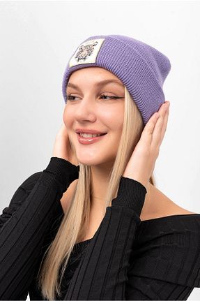 کلاه پشمی بنفش زنانه اکریلیک Saria Moda - کد 363725162