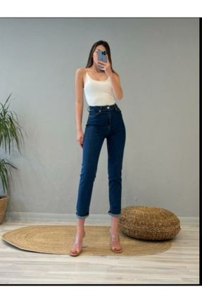 شلوار جین آبی زنانه پاچه لوله ای فاق بلند جین جوان کد 363493741