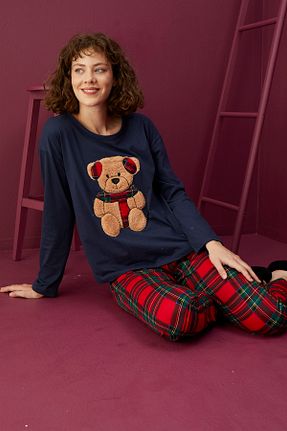 ست لباس راحتی سرمه ای زنانه %100 پنبه Eliz Homewear - کد 364289129