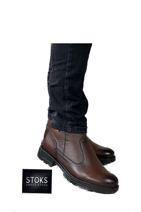 بوت / نیم بوت قهوه ای مردانه چرم خالص STOKS SHOES STORE - کد 363687624