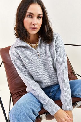 پلیور طوسی زنانه ساده Bianco Lucci - کد 363712748
