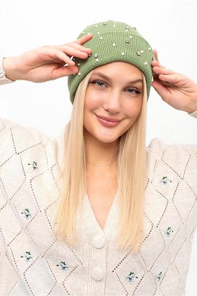 کلاه پشمی سبز زنانه اکریلیک Saria Moda - کد 364416920