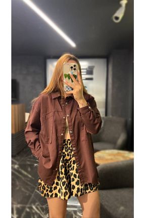 پیراهن قهوه ای زنانه گشاد ALYA BUTİK - کد 364677689