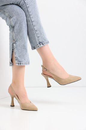 کفش پاشنه بلند کلاسیک بژ زنانه پاشنه نازک پاشنه متوسط ( 5 - 9 cm ) کد 363778249