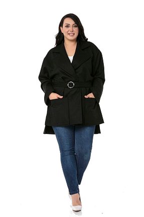 پالتو پشمی سایز بزرگ مشکی زنانه سایز بزرگ DISENTIS MODEST - کد 364220581