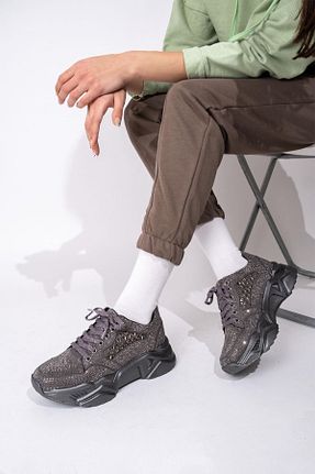 کفش اسنیکر طوسی زنانه بند دار Modabuymus - کد 37304846