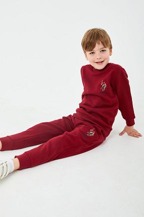 ست بالاتنه و پائین تنه زرشکی بچه گانه بافت U.S. Polo Assn. - کد 365525700