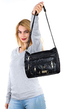کیف دوشی مشکی زنانه چرم مصنوعی Eliza - کد 365794116