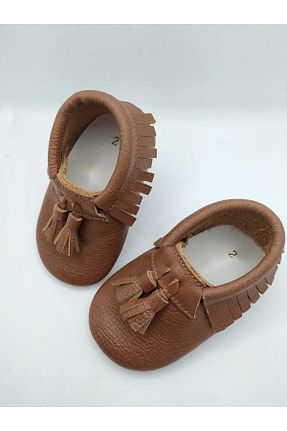 پاپوش قهوه ای بچه گانه چرم خالص MİNİBİRİ - کد 233396817
