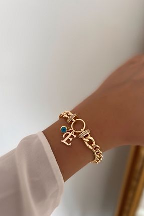 دستبند جواهر طلائی زنانه زیرکن Trendy Butik - کد 197226769