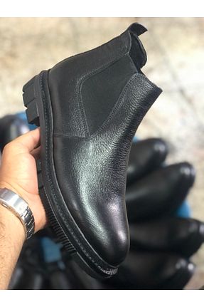 بوت / نیم بوت مشکی مردانه چرم خالص deriport - کد 366540395