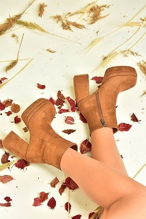 بوت / نیم بوت قهوه ای زنانه چرم مصنوعی UYG - کد 366092692