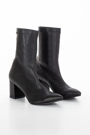 بوت / نیم بوت مشکی زنانه چرم مصنوعی SOFT FASHION - کد 366124897