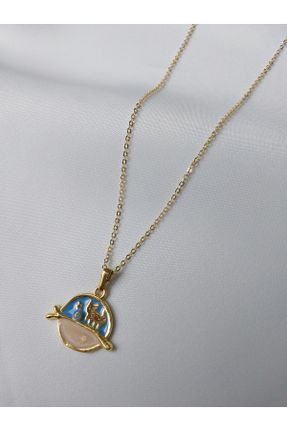 گردنبند جواهر آبی زنانه روکش طلا کد 367188716