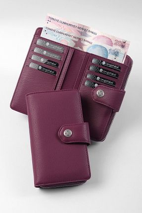 کیف پول بنفش زنانه سایز متوسط Cengiz Pakel - کد 76537584