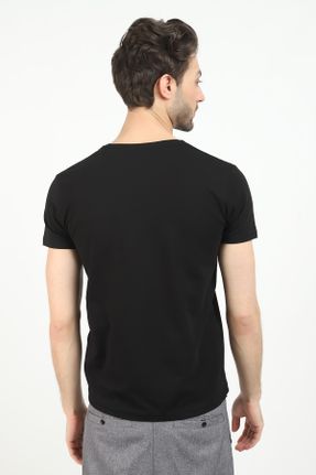 تی شرت مشکی مردانه رگولار یقه گشاد لیکرا بیسیک کد 77436091