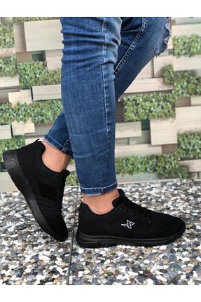 کفش اسنیکر مشکی زنانه بند دار BY AHMET SHOES - کد 77545735